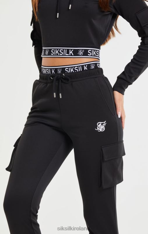 SikSilk Women Black Cargo Pocket Jogger XTFJ157 Apparel