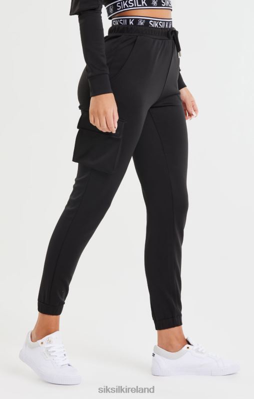 SikSilk Women Black Cargo Pocket Jogger XTFJ157 Apparel