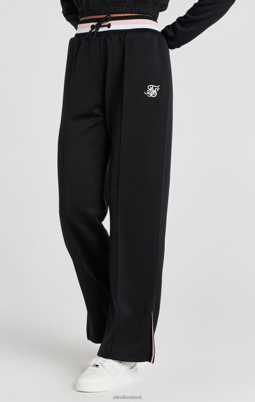 SikSilk Women Black Varsity Wide Leg Track Pant XTFJ158 Apparel