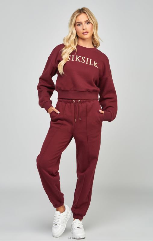 SikSilk Women Burgundy Oversized Joggers XTFJ178 Apparel