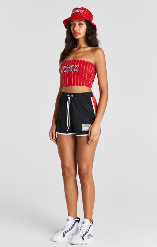 SikSilk Women Black Panelled Runner Short XTFJ195 Apparel