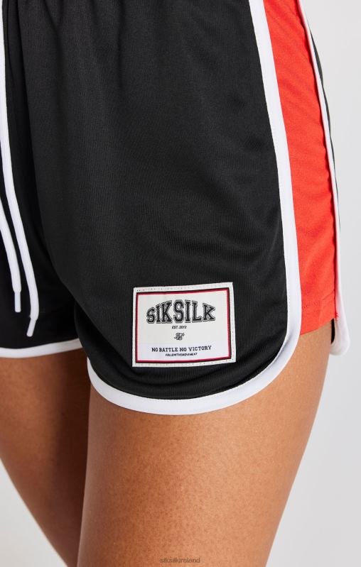 SikSilk Women Black Panelled Runner Short XTFJ195 Apparel