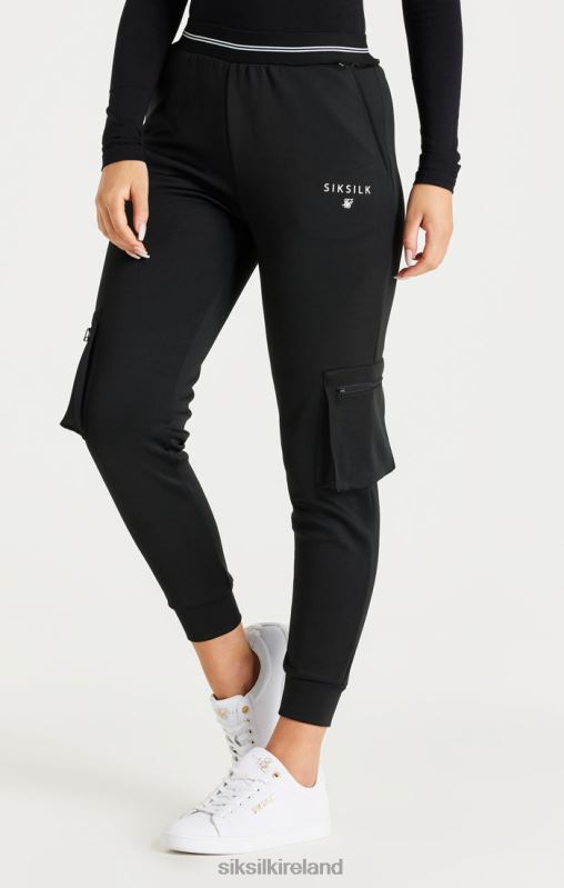 SikSilk Women Black Cargo Track Pant XTFJ184 Apparel
