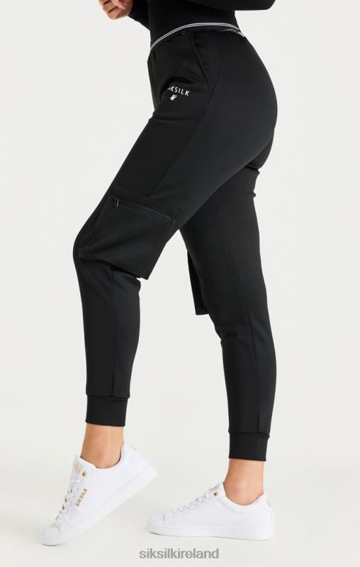 SikSilk Women Black Cargo Track Pant XTFJ184 Apparel