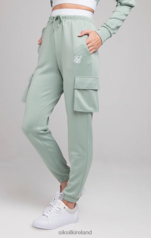 SikSilk Women Cargo Tape Track Pants - Sage XTFJ176 Apparel