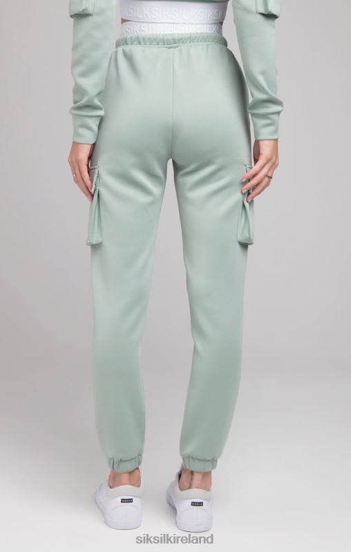 SikSilk Women Cargo Tape Track Pants - Sage XTFJ176 Apparel