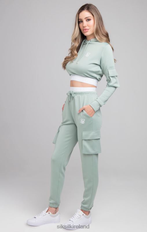 SikSilk Women Cargo Tape Track Pants - Sage XTFJ176 Apparel