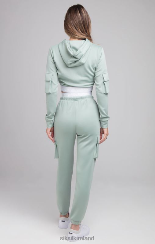 SikSilk Women Cargo Tape Track Pants - Sage XTFJ176 Apparel