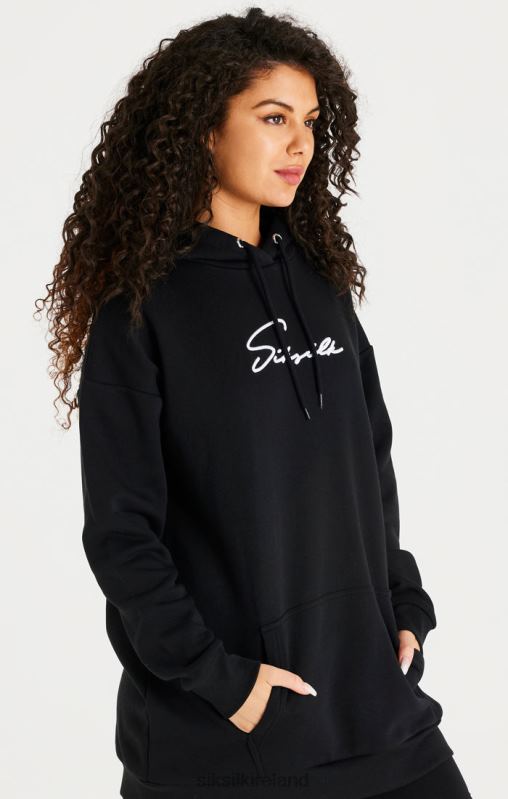 SikSilk Women Black Oversize Hoodie Dress XTFJ154 Apparel