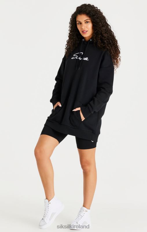 SikSilk Women Black Oversize Hoodie Dress XTFJ154 Apparel
