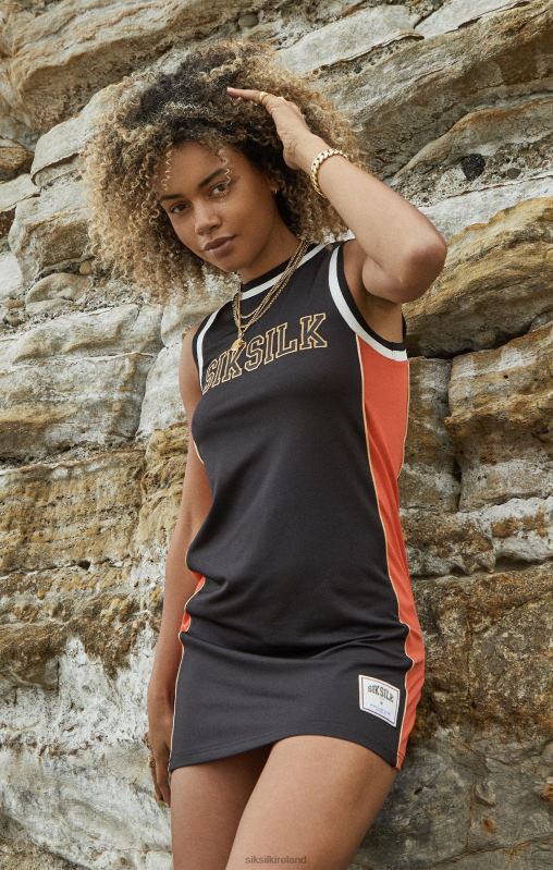 SikSilk Women Black Panelled Basketball Dress XTFJ147 Apparel