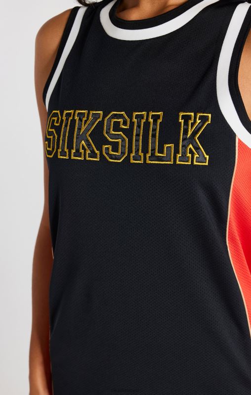 SikSilk Women Black Panelled Basketball Dress XTFJ147 Apparel
