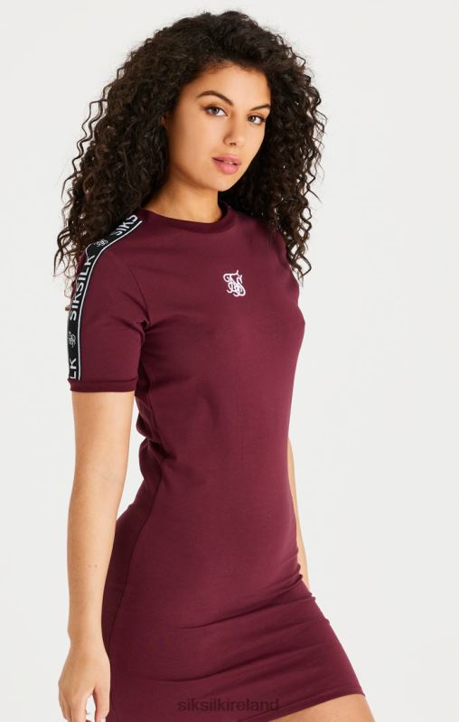 SikSilk Women Burgundy Tape Bodycon Dress XTFJ141 Apparel