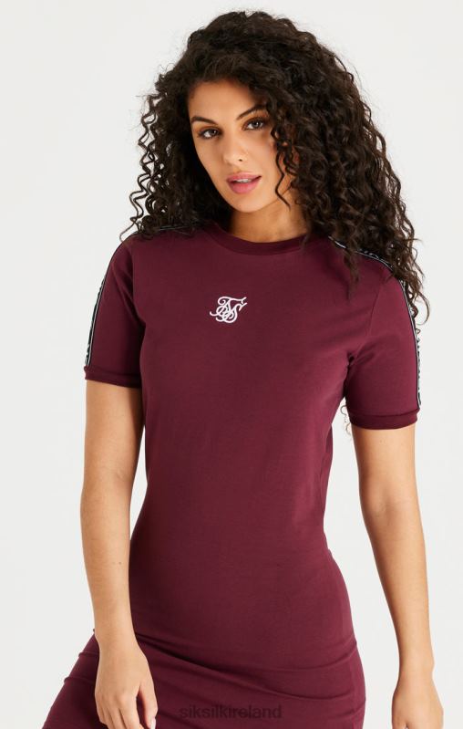 SikSilk Women Burgundy Tape Bodycon Dress XTFJ141 Apparel
