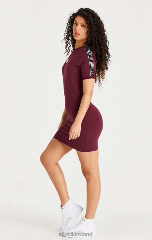 SikSilk Women Burgundy Tape Bodycon Dress XTFJ141 Apparel