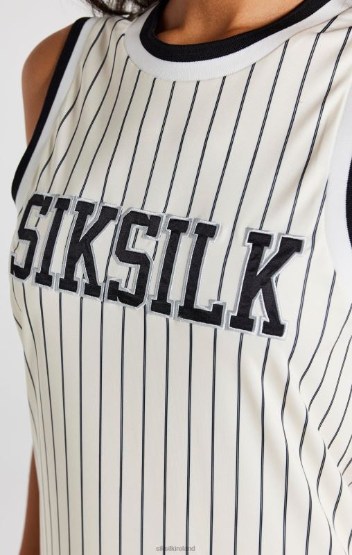 SikSilk Women Ecru Basketball Pinstripe Dress XTFJ144 Apparel