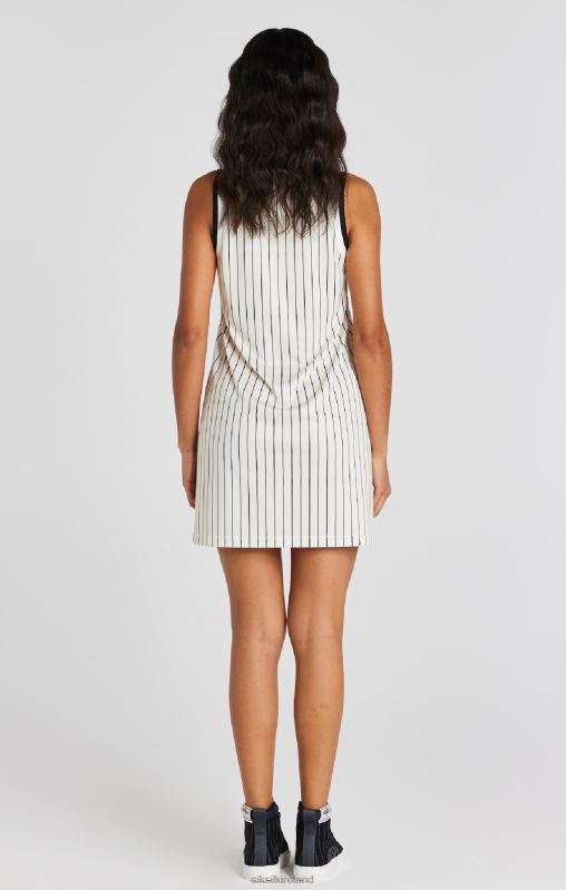 SikSilk Women Ecru Basketball Pinstripe Dress XTFJ144 Apparel