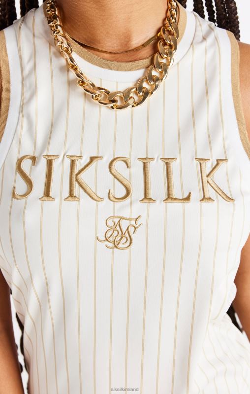 SikSilk Women Luxe Basketball Dress - Ecru & Gold XTFJ150 Apparel
