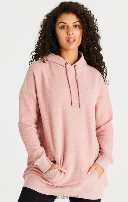 SikSilk Women Pink Reverse Fleece Hoodie Dress XTFJ146 Apparel