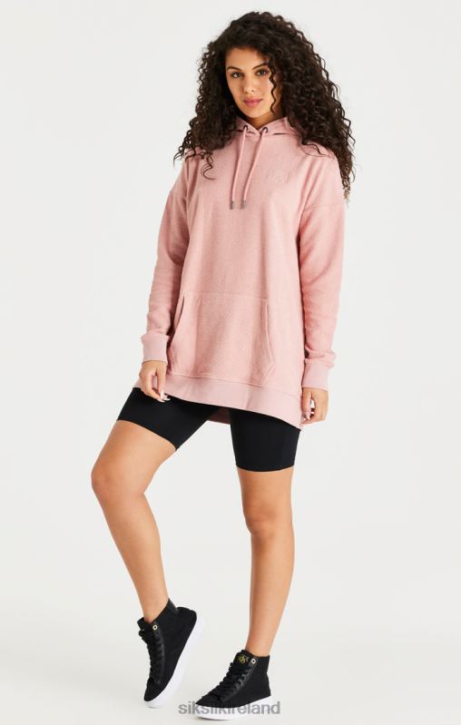 SikSilk Women Pink Reverse Fleece Hoodie Dress XTFJ146 Apparel