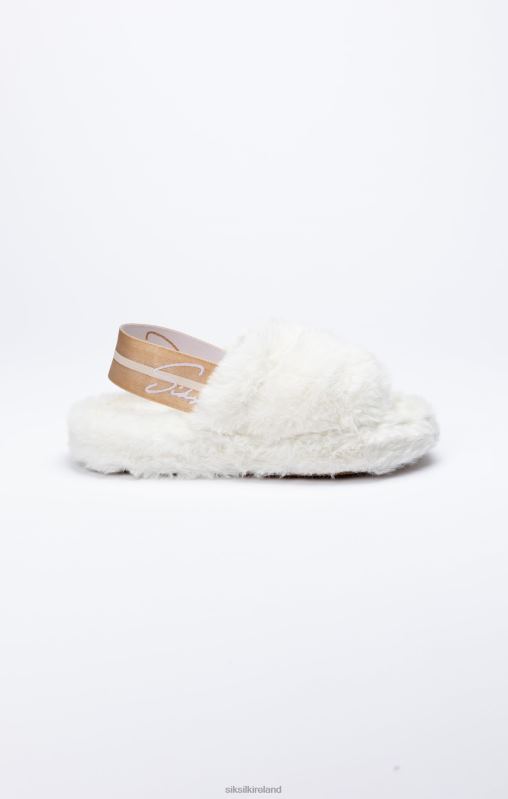 SikSilk Women White Fluffy Slide Slipper XTFJ271 Footwear