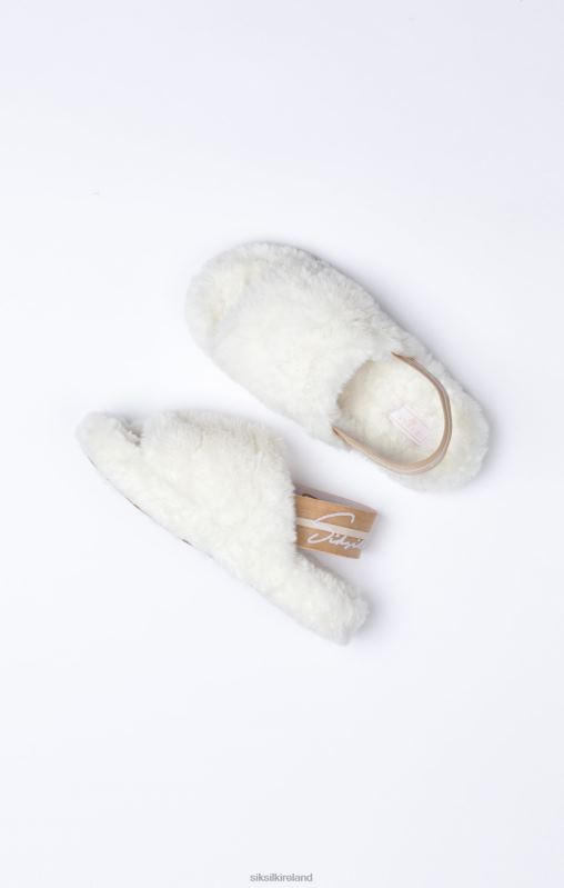 SikSilk Women White Fluffy Slide Slipper XTFJ271 Footwear