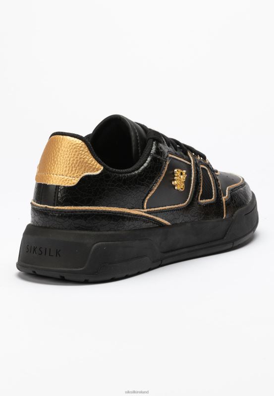 SikSilk Women Black And Gold Trimmed Low Top Court Trainer XTFJ262 Footwear