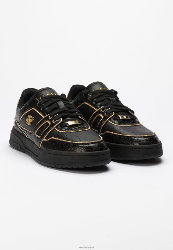 SikSilk Women Black And Gold Trimmed Low Top Court Trainer XTFJ262 Footwear