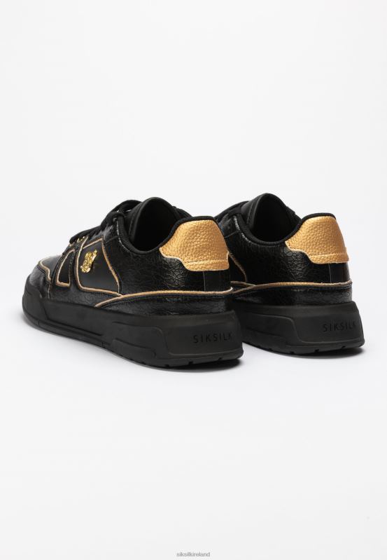 SikSilk Women Black And Gold Trimmed Low Top Court Trainer XTFJ262 Footwear