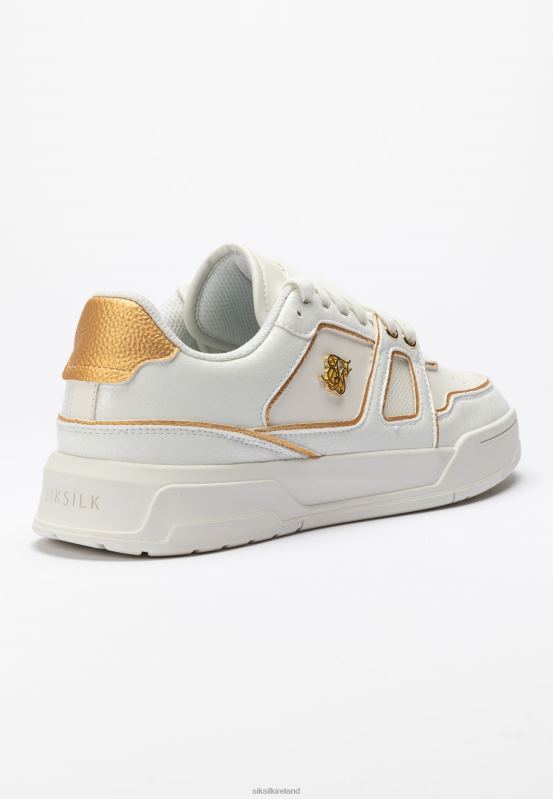 SikSilk Women White And Gold Trimmed Low Top Court Trainer XTFJ266 Footwear