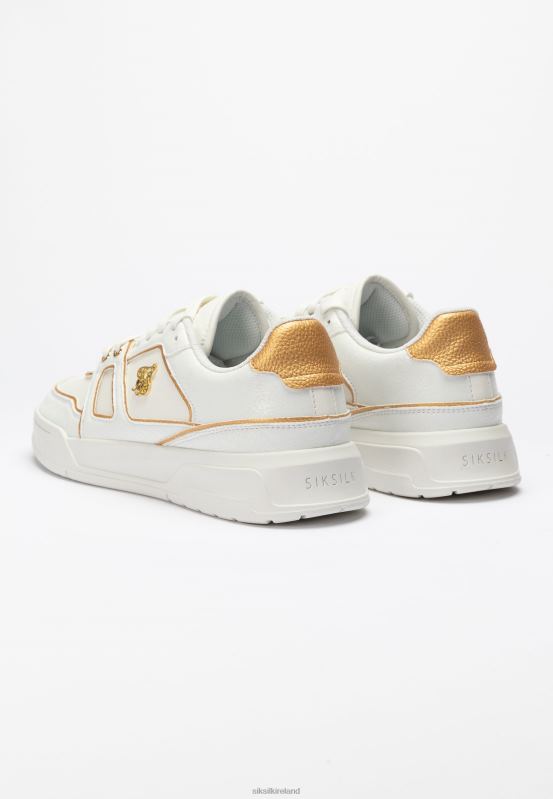 SikSilk Women White And Gold Trimmed Low Top Court Trainer XTFJ266 Footwear