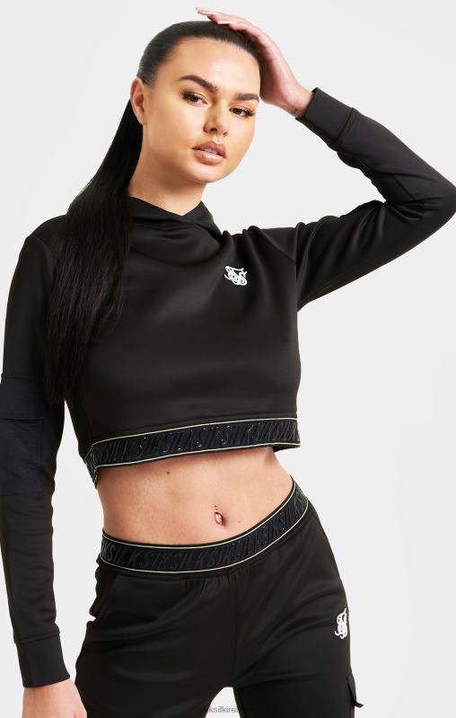 SikSilk Women Black Cargo Track Top XTFJ87 Apparel