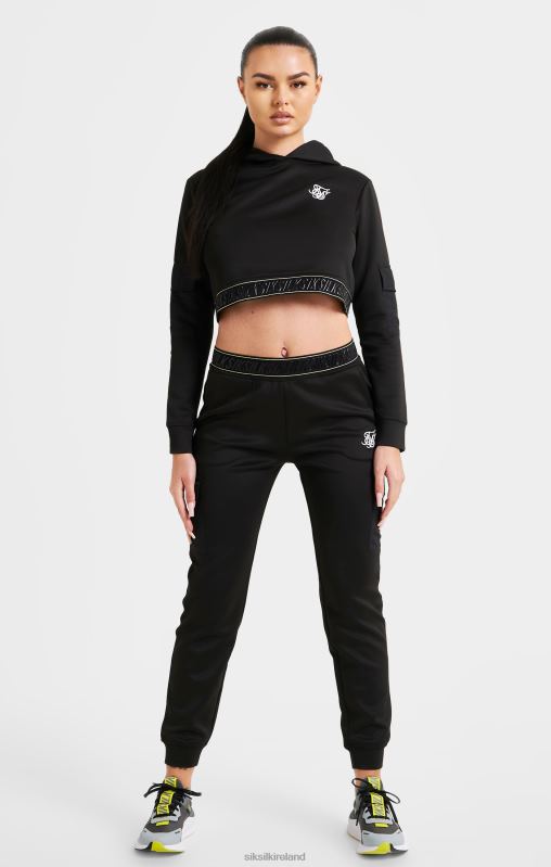 SikSilk Women Black Cargo Track Top XTFJ87 Apparel