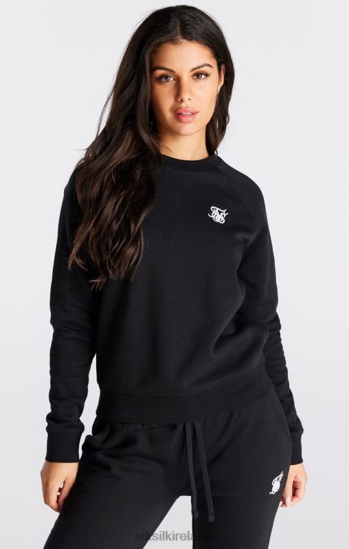 SikSilk Women Black Essential Crew Sweatshirt XTFJ98 Apparel
