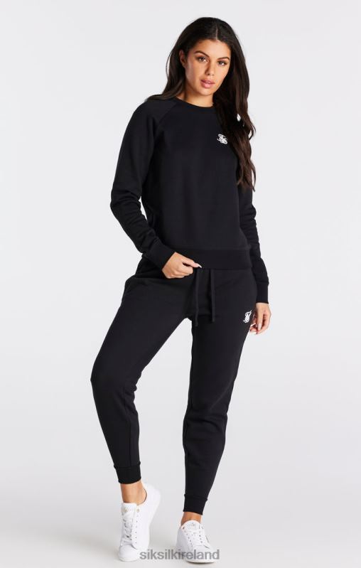 SikSilk Women Black Essential Crew Sweatshirt XTFJ98 Apparel