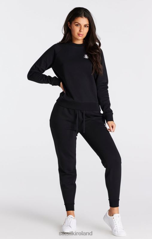 SikSilk Women Black Essential Crew Sweatshirt XTFJ98 Apparel
