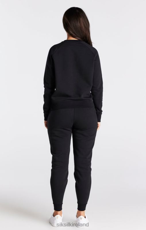 SikSilk Women Black Essential Crew Sweatshirt XTFJ98 Apparel