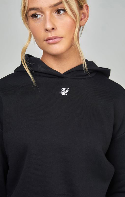 SikSilk Women Black Essential Overhead Hoodie XTFJ99 Apparel