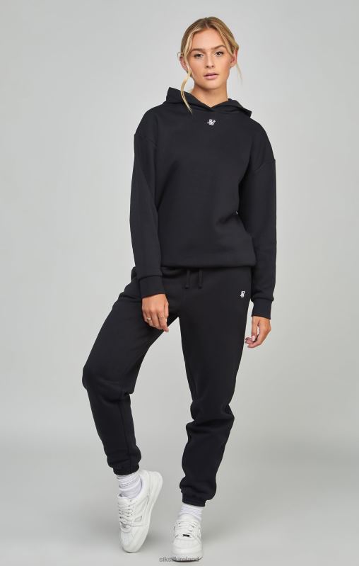 SikSilk Women Black Essential Overhead Hoodie XTFJ99 Apparel