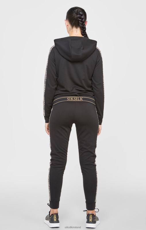 SikSilk Women Black Leopard Print Panelled Hoodie XTFJ80 Apparel