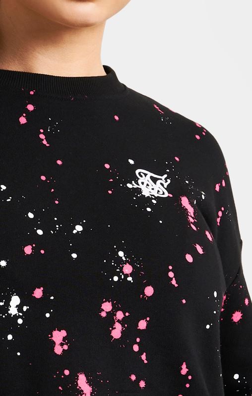 SikSilk Women Black Paint Splatter Sweatshirt XTFJ92 Apparel