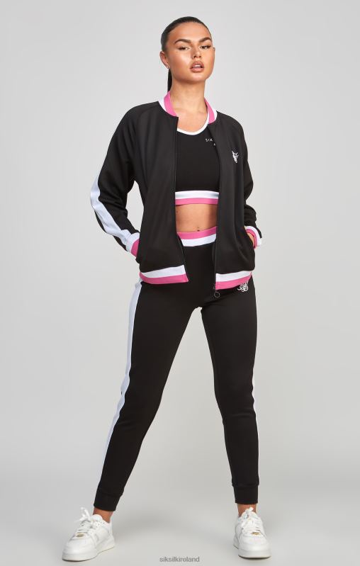 SikSilk Women Black Retro Cut And Sew Track Top XTFJ117 Apparel