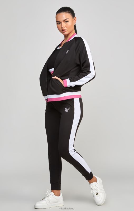 SikSilk Women Black Retro Cut And Sew Track Top XTFJ117 Apparel