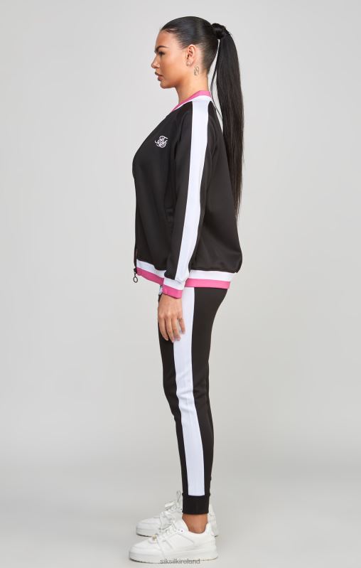 SikSilk Women Black Retro Cut And Sew Track Top XTFJ117 Apparel