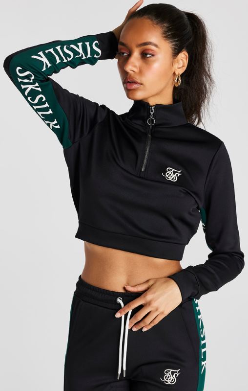 SikSilk Women Black Track Top XTFJ74 Apparel