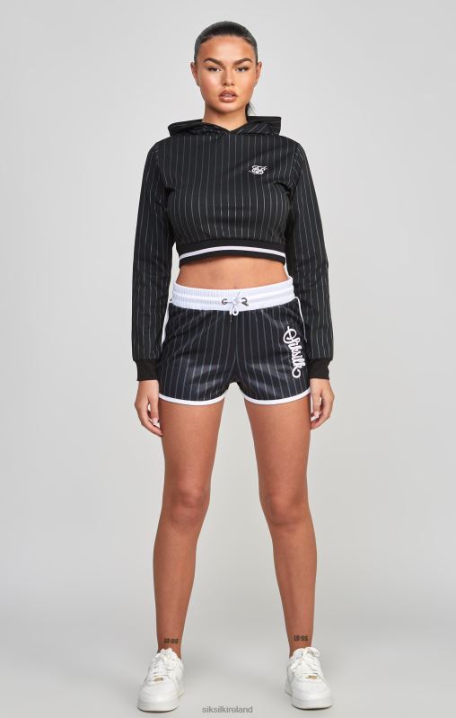 SikSilk Women Black Varsity Crop Track Top XTFJ85 Apparel