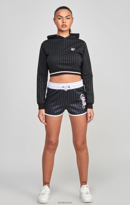 SikSilk Women Black Varsity Crop Track Top XTFJ85 Apparel