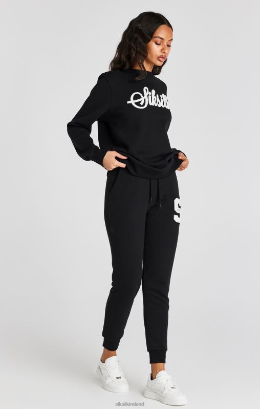 SikSilk Women Black Varsity Logo Sweatshirt XTFJ76 Apparel