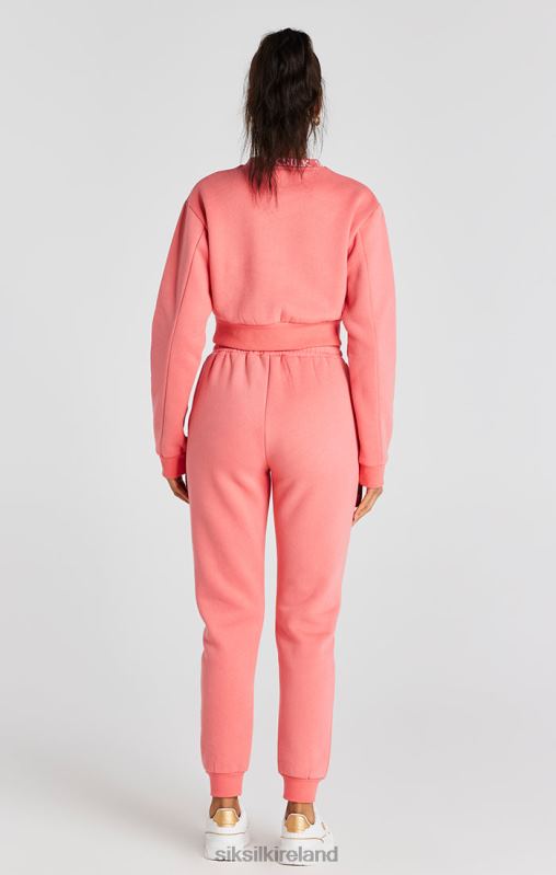 SikSilk Women Coral Crew Sweatshirt XTFJ88 Apparel