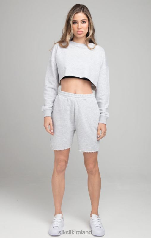 SikSilk Women Cropped Sweatshirt - Grey Marl XTFJ122 Apparel